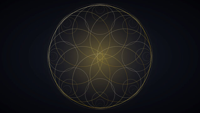 Mathematical hyperbolic Poincare disk tessellation with fractal non Euclidean arc geometry, 4k vector wallpaper