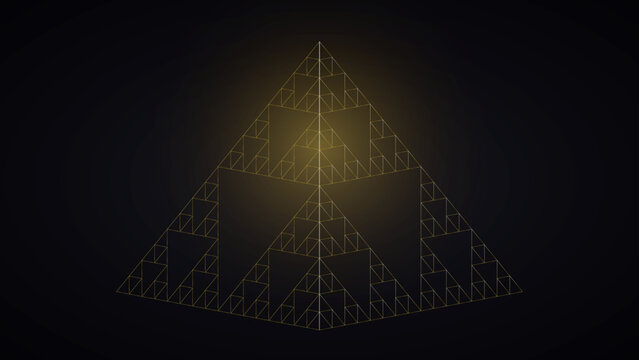 Recursive Sierpinski triangle fractal tetrahedron pyramid lattice with nested depth, 4k vector wallpaper