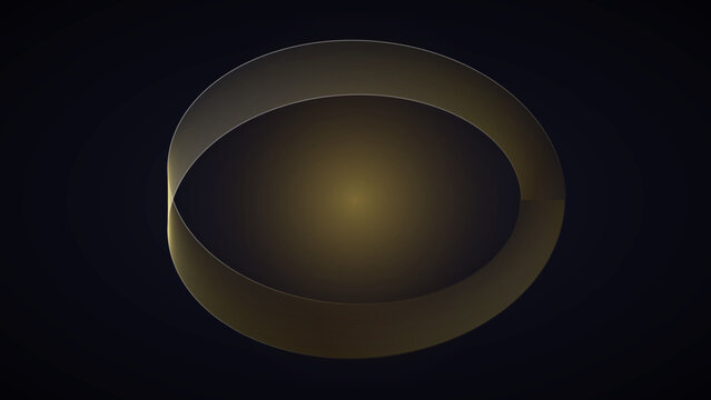 Single sided non orientable Mobius strip parametric infinity loop in polished gold foil, 4k vector wallpaper
