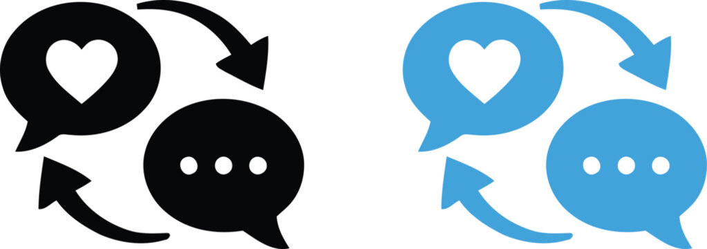 Love Chat Exchange Vector Icon Set for Social Feedback