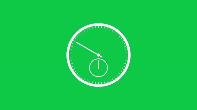 Chronograph Style Stopwatch With Rotating Needles For Timing On Green Screen