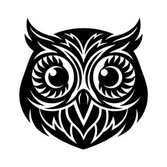 Fototapeta premium Stylized Black and White Owl Head Vector Illustration