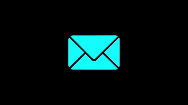 message box shape icon video notice receive massage animated sign symbol. Message mail box, 4k. Pulsing Neon cyan Message Box 