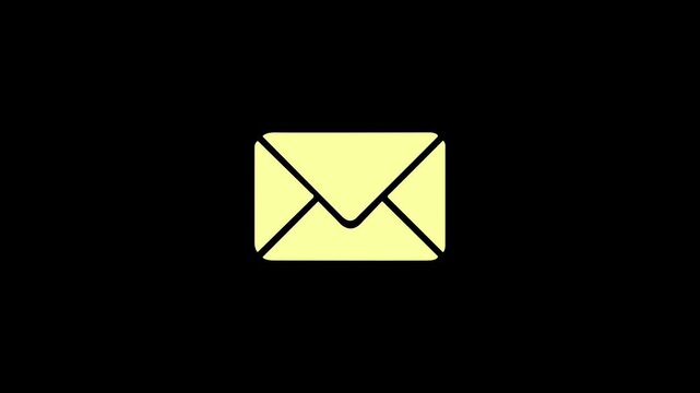 message box shape icon video notice receive massage animated sign symbol. Message mail box, 4k. Pulsing Neon yellow Message Box 