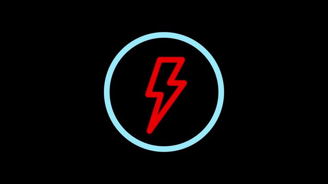 Lavender color circle with battery charging icon animation on the black background. Glowing battery fast charging animation video,,,,