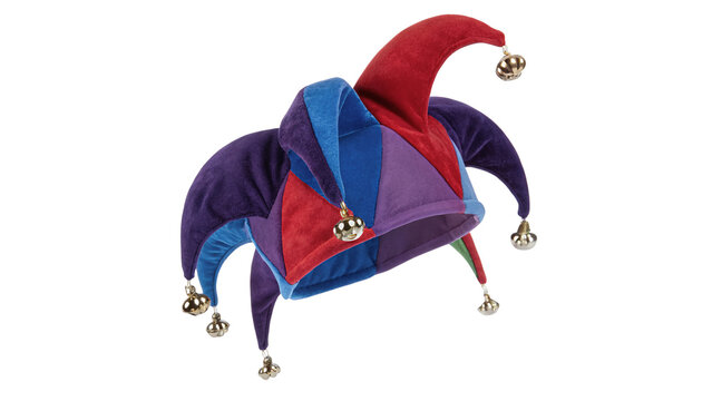 Colorful jester hat fool cap party accessory isolated on transparent background