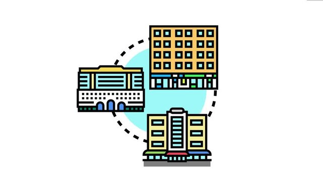 Central city area defining urban infrastructure and architecture