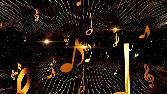 Gold Musical Waves Background