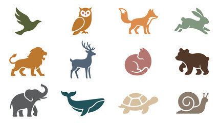 Obraz premium Collection of diverse animal silhouettes representing various species and habitats.