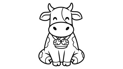 Fototapeta premium Cute Cartoon Cow Coloring Page Illustration