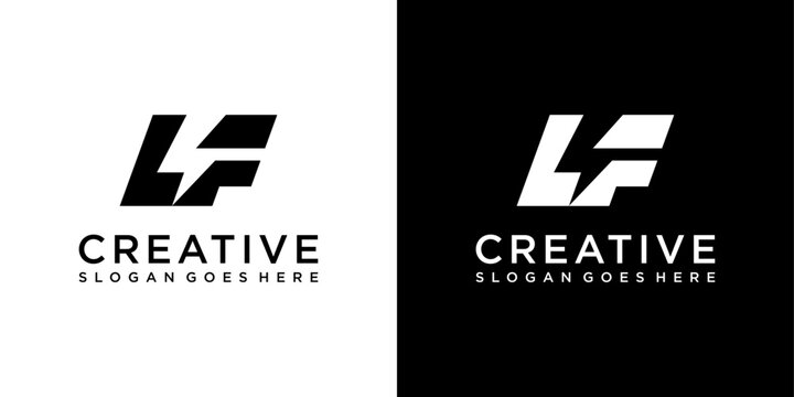 Initial LF letter logo design with lightning bolt vector logo design