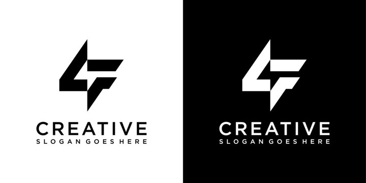 Initial LF letter logo design with lightning bolt vector logo design