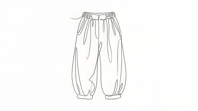 Minimalist sketch of baggy pants with elastic waistband