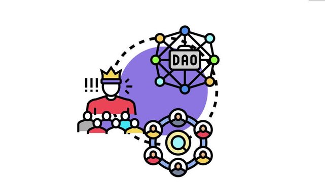 System centralized leadership concepts with a crowned leader and a group