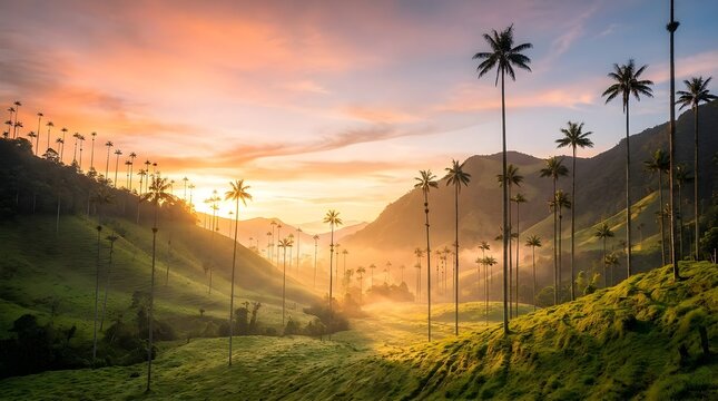 Cocora Valley Sunrise Golden Light