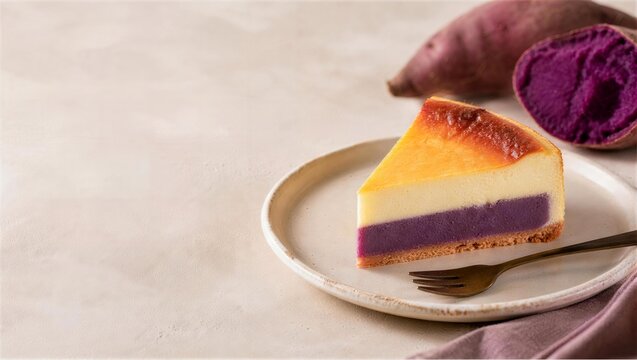 紫いもの二層チーズケーキ