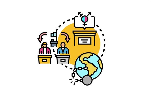 Centrist political ideology concept gender equality and social issues influencing parliamentary debate, fostering global freedom and breaking free from limitations