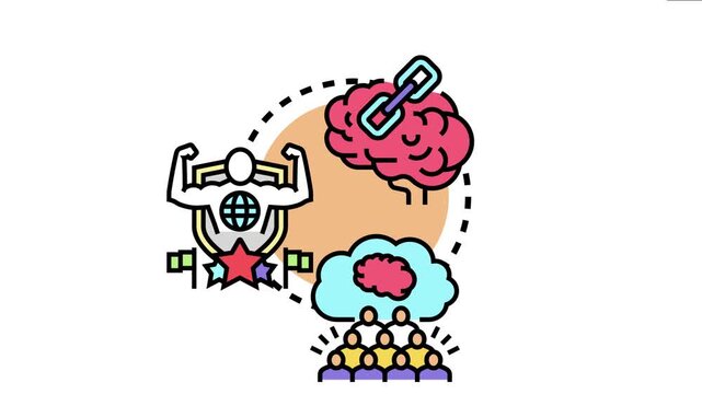 Centristic ideology concept balanced thinking, strong leadership, societal consensus, and a connection between rational thought, collective action, and power