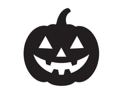 Spooky Halloween jack-o-lantern pumpkin silhouette vector illustration isolated on white background.