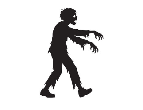 Walking zombie silhouette vector icon for terrifying halloween themed graphic design assets