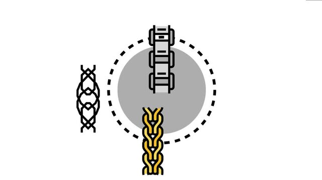 Chain link concept various types of strong, interconnected metallic components, visually representing security, unity, and durable systems