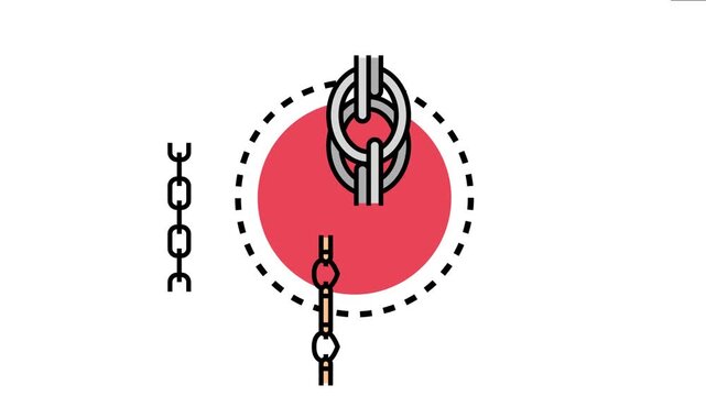 Chain link icon connection, power, strength, and security, representing elements of unbreakable unity and potential weakness within a system or bond