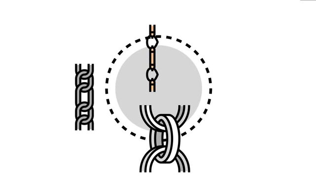 Illustrating different chain link styles and connections, visualizing concepts of network, connection, strength, unity, bonding, and security within a digital context
