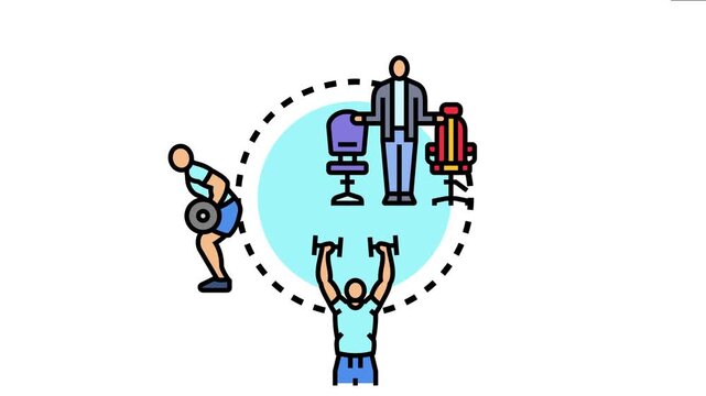 People undertaking fitness challenge by training with weights and engaging in physical activity, the concept contrasting sedentary lifestyle with active pursuits