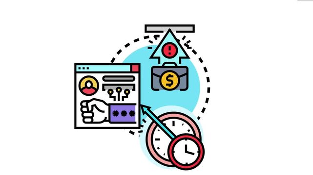 Business professional facing challenges and analyzing clues to crack online security, investigating data for problem solving, and managing time to find the optimal solution