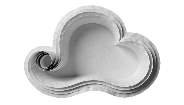 Layered paper cloud shape icon isolated on white background
