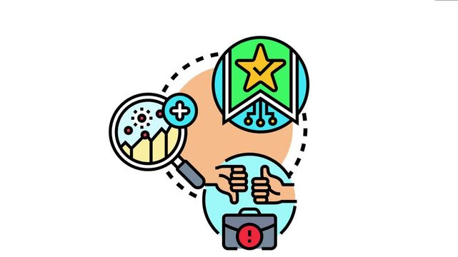 Icon concept evaluating opportunities, data analysis, and potential business outcomes for making chance based decisions effectively