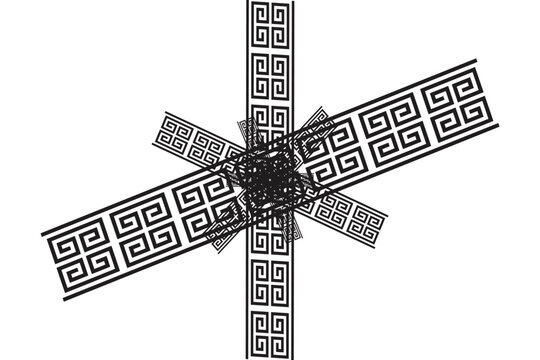 Abstract Greek Key Pattern Background for Social Media Template