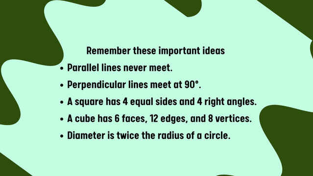 Educational geometry concepts poster, math rules for parallel and perpendicular lines, school classroom learning aid