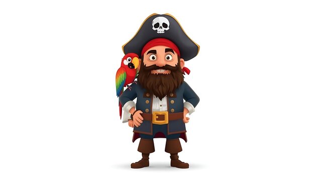 Funny pirate captain cartoon character illustration
