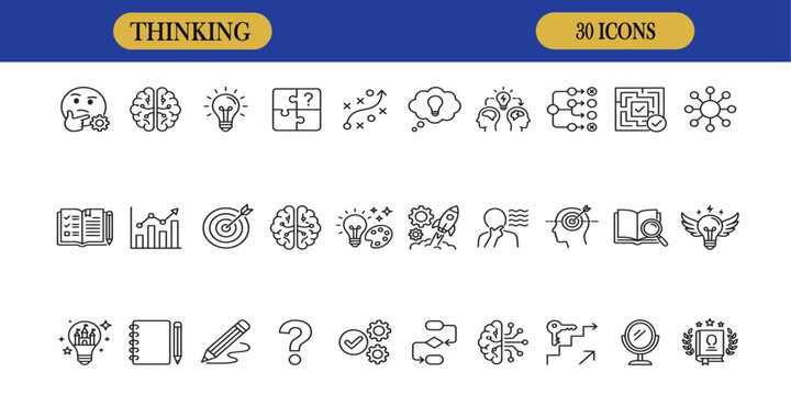 A comprehensive collection of baking themed thinking  vector icons and illustration designs for professional culinary and kitchen projects