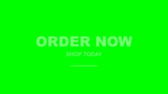 Order now text overlay on green screen for e commerce marketing videos