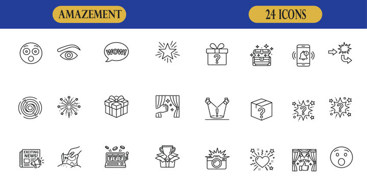 A collection of creative amazement vector icons and illustration designs featuring various abstract shapes and artistic graphic elements