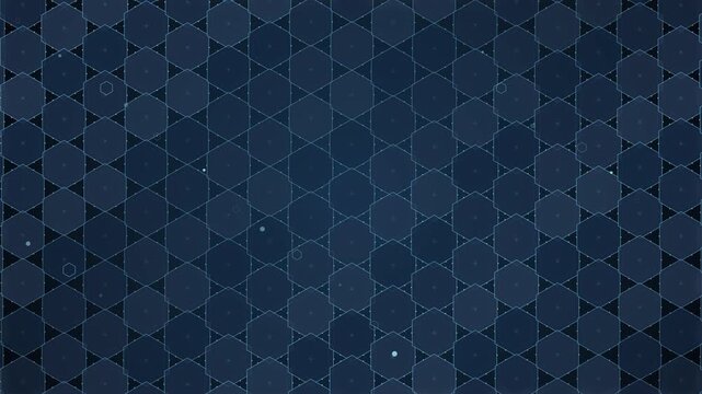 Abstract 3d animation molecular background hexagonal cells metal plates nanotechnology