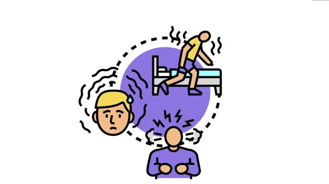 People experiencing various forms of discomfort including restlessness, anxiety, irritation, and sleeplessness, symptoms of mental and physical unease