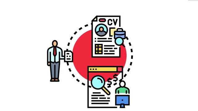 Person interacting with a digital interface, managing a curriculum vitae and searching for professional opportunities, symbolizing the process of finding work through an electronic platform