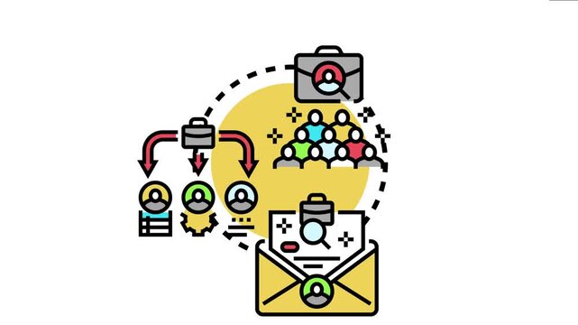 Job candidate positions icon the process of selecting applicants, finding suitable employees, and recruiting new workers for various open employment opportunities