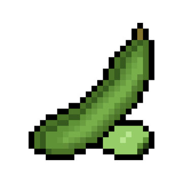 Pixel Art Illustration of a Green Broad Bean Pod and Seed Food Icon 