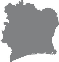 Fototapeta premium Grey map of ivory coast isolated on white background illustration