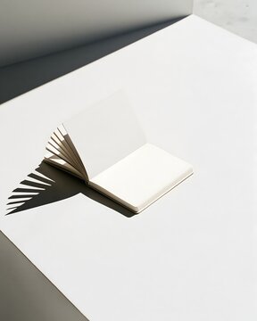 Offenes Notizbuch mit markantem Schatten als Konzept f&uuml;r Planung und kreative Ideen