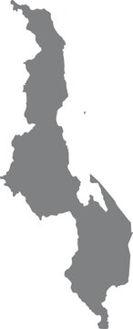 Simple grey map silhouette of the country of malawi illustration