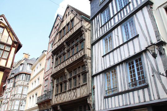 half-timbered habitation buildings in rouen in normandy in france 