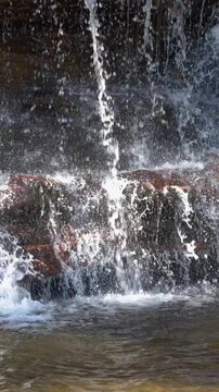 Cascading Waterfall Over Rocks at Wentworth Falls in Blue Mountains