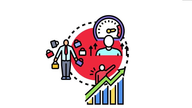 Employee professional skills development concept . Depicting an individual gaining new abilities. Boosting expertise. Driving career growth