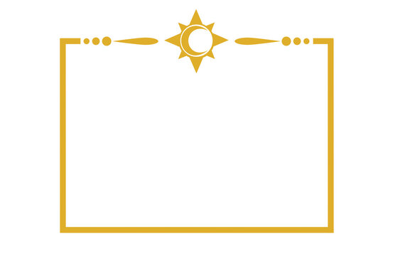 Elegant Gold Sun and Crescent Moon Divider Border Frame
