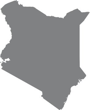Simple grey map shape of kenya isolated on white background illustration